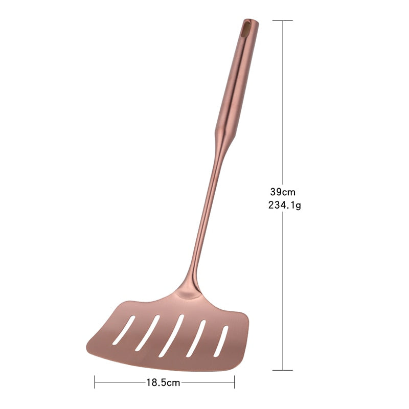 Küchenutensilien aus Edelstahl in Roségold, Kochwerkzeuge, Kochgeschirr-Set, Pfannenwender, Löffel für Restaurant-Geschirr-Set, Utensilien