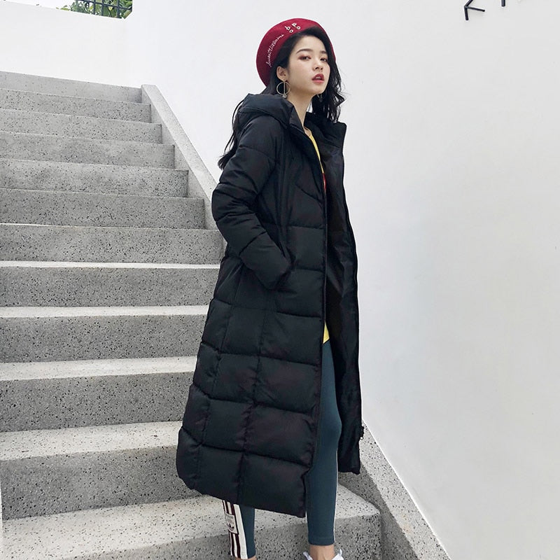 Heißer Verkaufs-Winter-Frauen-Jacke X-langer Parkas-mit Kapuze Baumwolle gefütterter weiblicher Mantel-Qualitäts-warmer Outwear-Frauen-Parka-Winter-Mantel
