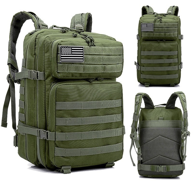 50L Hombre/Mujer Senderismo Bolsa de trekking Mochila táctica militar Ejército Impermeable Molle Bug Out Bag Mochila de viaje para acampar al aire libre