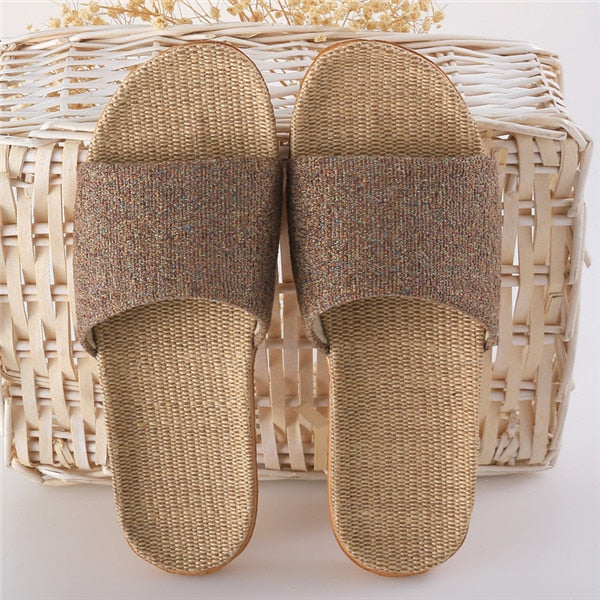 Suihyung Women Slippers Female Casual Flax Slides 13 Colors Linen Belt Ladies Sandals Flip Flops Lovers Summer Indoor Home Shoes