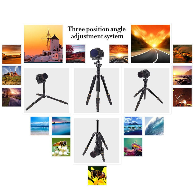 Walkingway Aluminum Protable Q666 Professional Travel Camera Tripod Monopod Ball Head&amp;Phone Holder for DSLR Smartphone Video