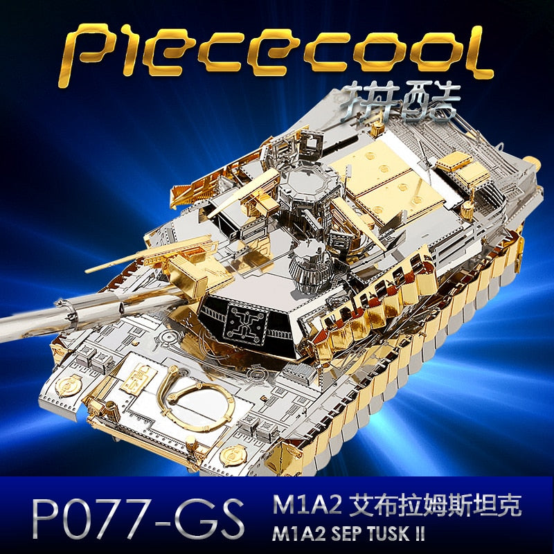 Modelo MMZ Piececool, rompecabezas de metal 3D M1A2 SEP Tusk2, tanque, ensamblaje militar, kit de modelo de metal DIY, modelo de corte láser 3D, juguetes de rompecabezas