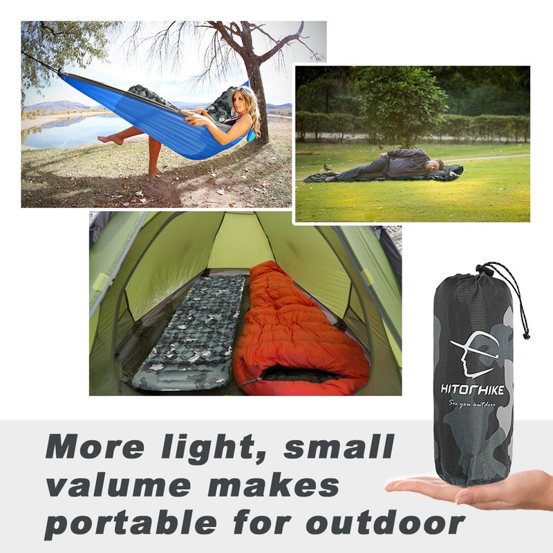 Colchoneta para dormir al aire libre, colchón inflable para acampar con almohadas, colchoneta de viaje, cama plegable, cojín de aire ultraligero, senderismo