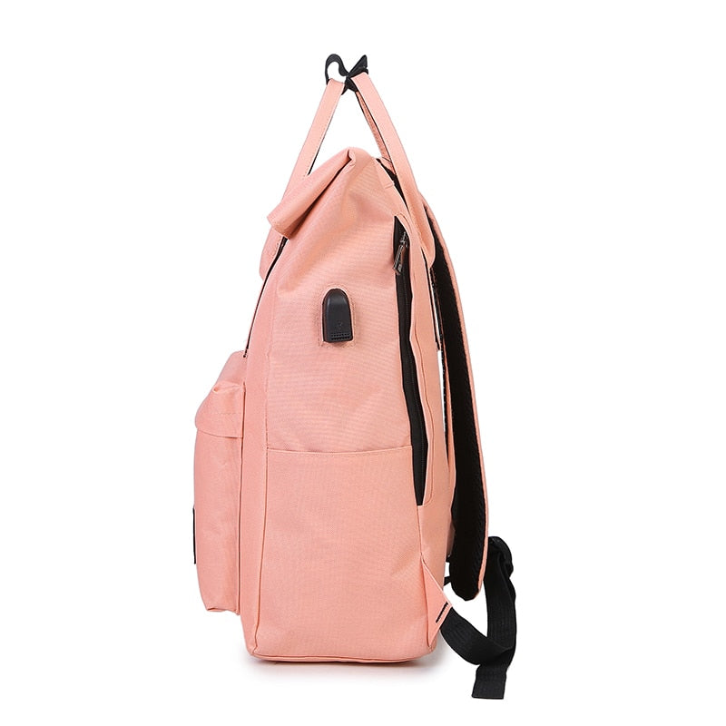 Women External USB Charge Backpack Nylon Rucksack Male Mochila Escolar Girls Laptop Shoulder School Bags Backpack for teens