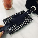 DIINOVIVO Fashion Rivets Waist Pack Luxury Designer Fanny Pack Small Women Waist Bag Phone Pouch Punk Belt Bag Purse WHDV0632