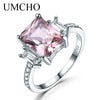 UMCHO Blauer Topas Edelstein Ringe für Frauen Echter 925er Sterling Silber Aquamarin Ring Romantische Hochzeit Verlobung Feiner Schmuck