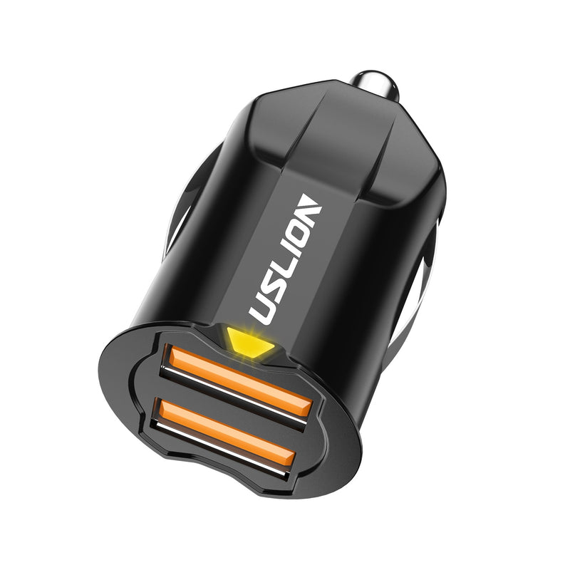 Adaptador de cargador de coche USB USLION Mini de 2 puertos para iPhone Samsung QC3.0 cargador USB de carga rápida para teléfono móvil cargador de coche USB Dual