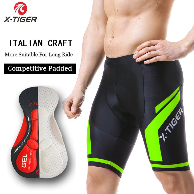 Pantalones cortos de Ciclismo X-TIGER Coolmax 5D Gel Pad a prueba de golpes MTB Road Bike Bibs Shorts Ropa Ciclismo pantalones cortos de bicicleta para hombres