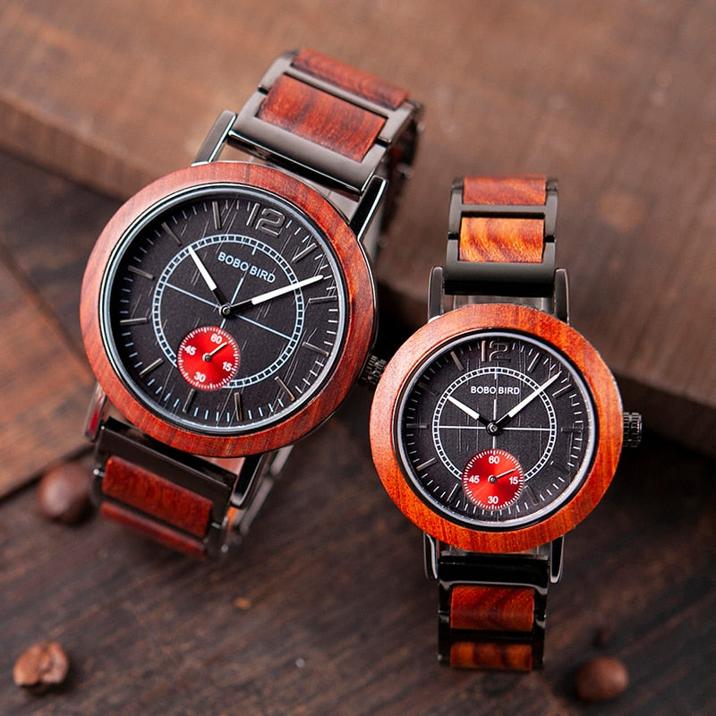 BOBO BIRD, relojes de madera para amantes, conjunto de marca superior de lujo, elegante reloj para mujer, grandes regalos para hombres, reloj Masculino