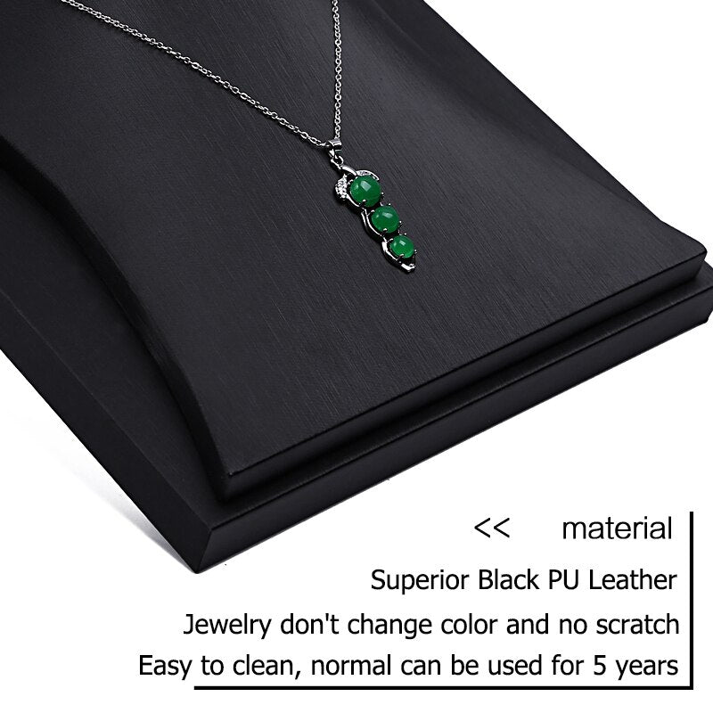 Black PU Leather Jewellery Ring Earrings Stand Holder Set Jewelry Pendant Necklace Chain Chokers Display Bust Bangle Organzier