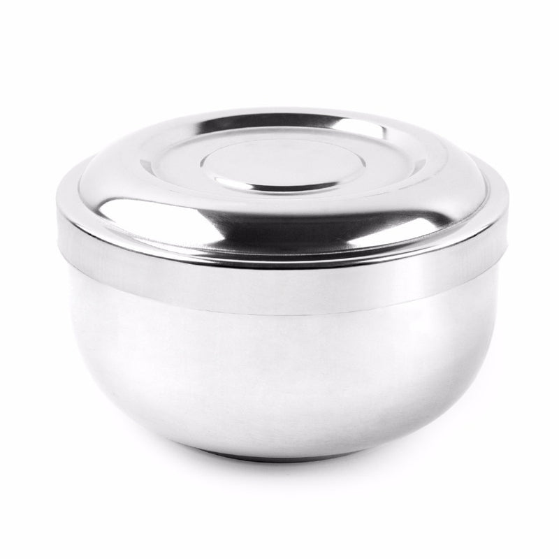 QSHAVE Stainless Steel Shaving Soap Bowl Double Edge Razor Brush Stand for Classic Safety it Shaving Cream Bowl 11 x 6.8 x 6.3cm