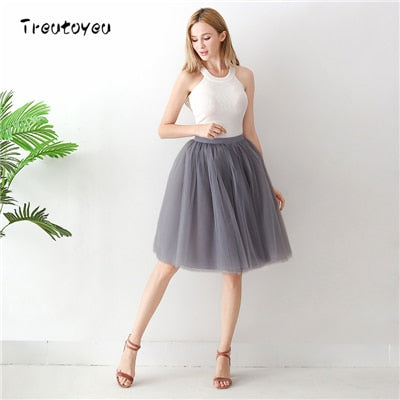 Gothic 7 Layers 65cm Mix Colors Tutu Tulle Skirt Women Streetwear High Waist Pleated Midi Skirts spudniczki jupe rokken faldas