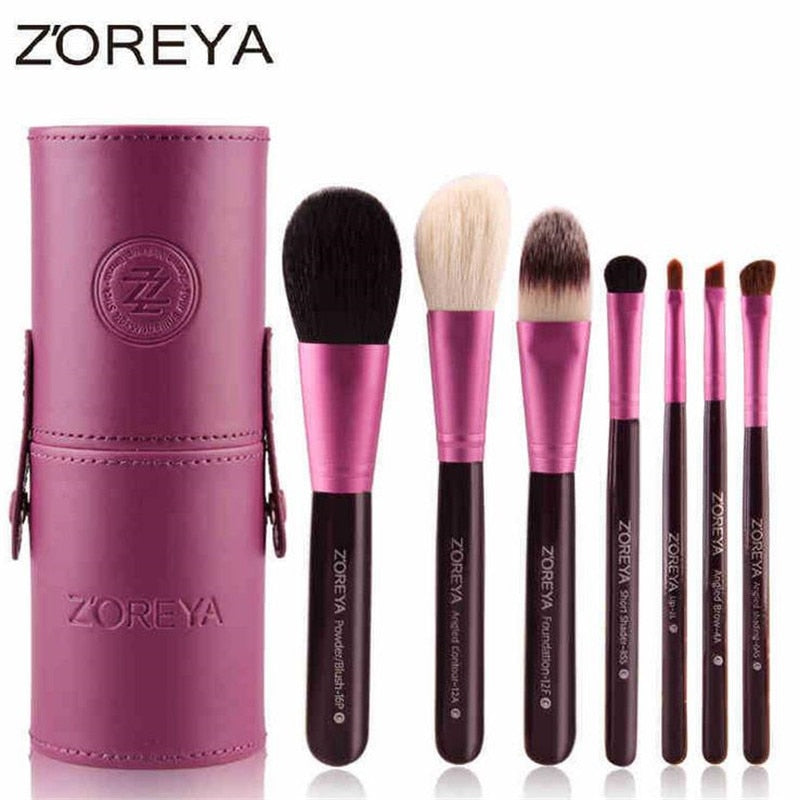 Zoreya 7pcs Natural Goat Hair Makeup Brushes Set Powder lot pinceaux maquillage Cosmetic tool MakeUp Brush Organizer 40