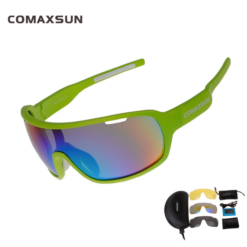 COMAXSUN Polarisierte Fahrradbrille Fahrradreitschutzbrille Fahren Angeln Outdoor Sport Sonnenbrille UV 400 3 Linsen