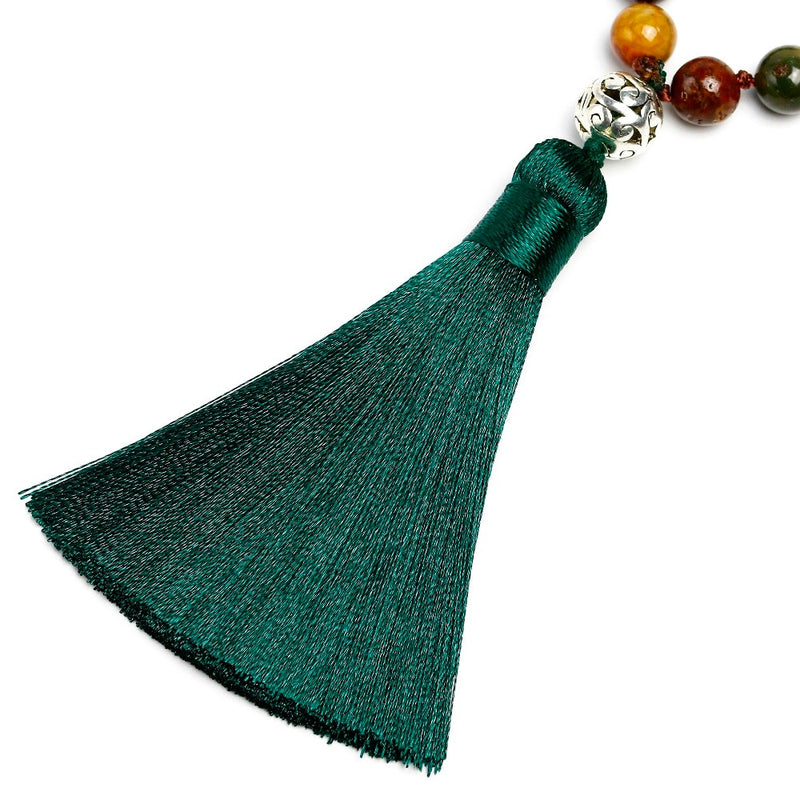 7 Chakra Mala 108 Beads Natural Stone Long Tassel Necklace Women Meditation Necklace Knotted Bead Yoga Necklaces Jewelry