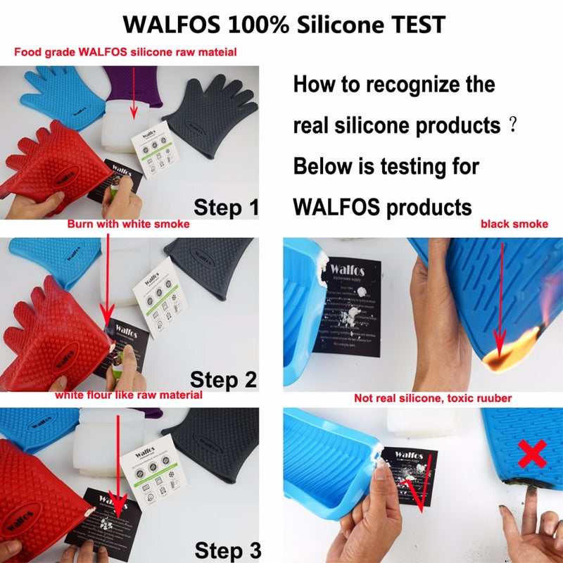 WALFOS 1 Piece Food Grade Cooking Baking BBQ Glove Heat Resistant Silicone BBQ Grill Glove Barbecue Grilling Glove BBQ Tools