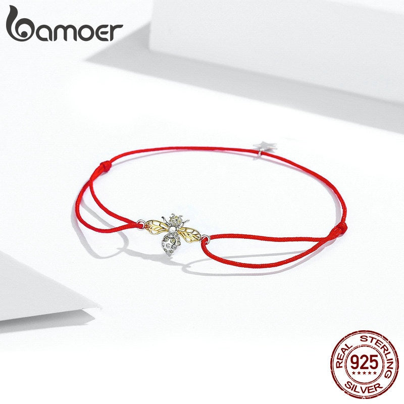 bamoer Guardian Lucky Fish Rope Chain Bracelet for Couple Sterling Silver 925 Star Enamel Jewelry Friendship Bracelets SCB145