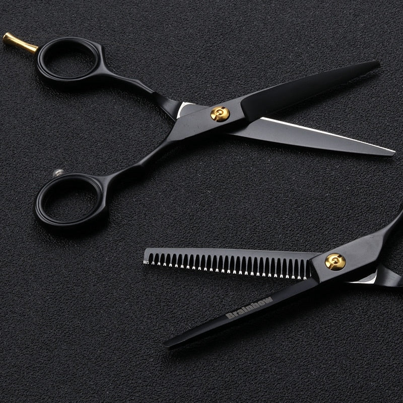 Brainbow 5,5 'profesional negro Japón tijeras de pelo corte adelgazamiento peluquería tijeras salón corte de pelo herramientas de estilismo