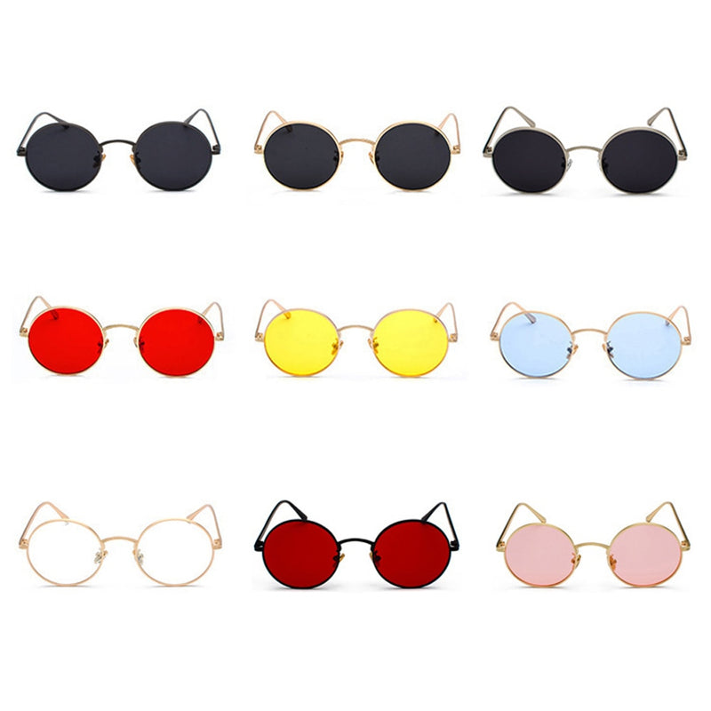 Peekaboo gold round metal frame sunglasses men retro 2018 summer style women red lens sun glasses unisex yellow pink black