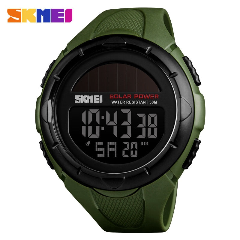 SKMEI Military Sport Watches Men Solar Power Outdoor Shock Digital Watch Chrono 50M Water Resistant Wristwatches reloj deportivo