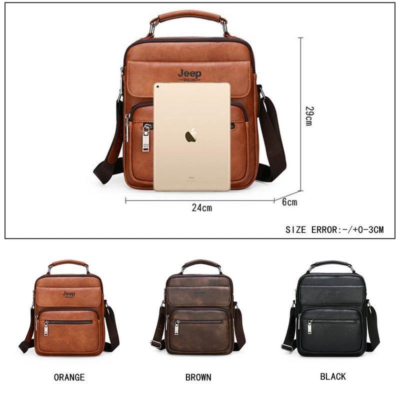 JEEP BULUO, bolsos de mano para hombre, marca famosa, tamaño grande, bandolera de cuero para hombre, bandolera de hombro para iPad de 9,7 pulgadas, informal, de negocios