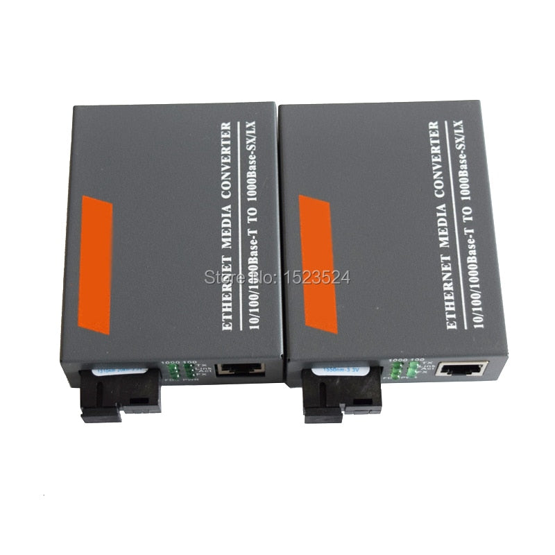 1 Pair HTB-GS-03 A/B Gigabit Fiber Optical Media Converter 1000Mbps Single Mode Single Fiber SC Port 20KM External Power Supply