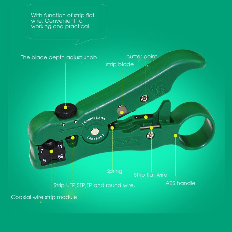LAOA 1PCS Mini Multifunction Wire Stripper 3.2-9mm Adjustable Network Stripping Wire Cable Cutter Tools