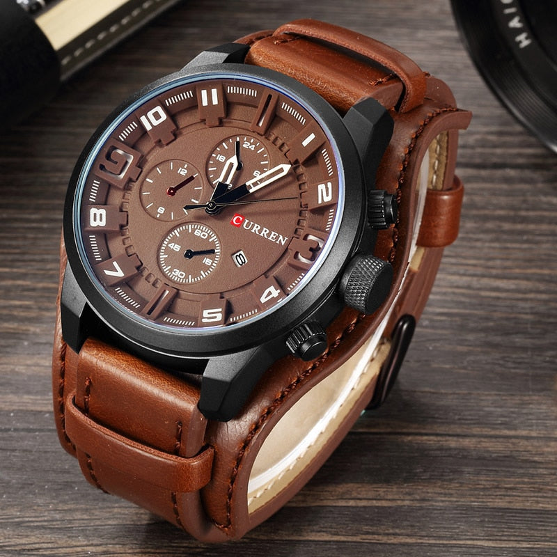 Luxury Brand CURREN Mens Watches Military Sports Men Watch Quartz Date Clock Casual Leather Wrist Watch Relogio Masculino 8225