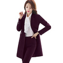 2019 New Winter Women Long Blazer Elegant Long Sleeve Formal  For Office Lady Black Blue Red