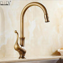 Antique Brass Finish Kitchen Faucet Bronze Single Handle Hot and Cold Water Sink Tap 360 Swivel Bathroom Sink Mixer Taps EK5013