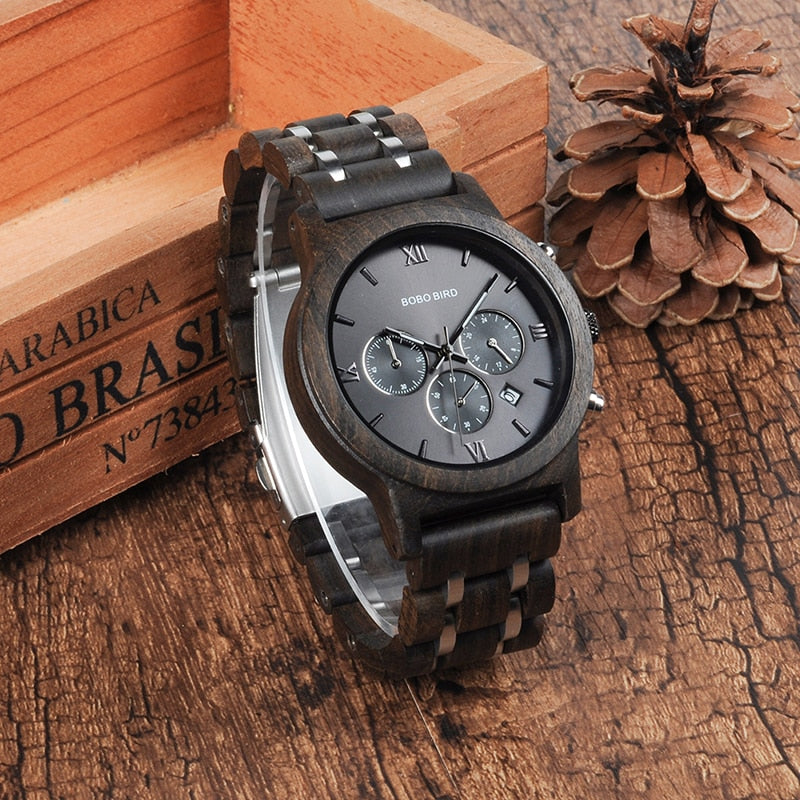 BOBO BIRD L-P19 Moda de alta calidad Top Marca de lujo Relojes deportivos Hombres de madera Diseñador Cuarzo Orologio OEM Hombres Relojes