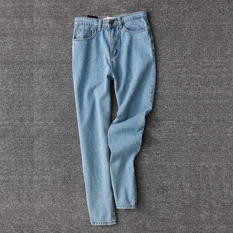 Vintage ladies boyfriend jeans for women mom high waisted jeans blue casual pencil trousers korean streetwear denim pants