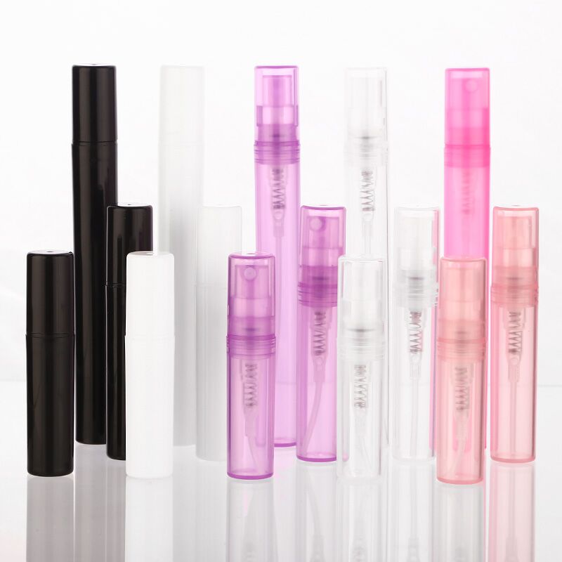 100pcs/lot 2ml 3ml 4ml 5ml Pink White Black Clear Plastic Perfume Spray Bottle Sample Mist Sprayer Atomizer Perfume Bottle