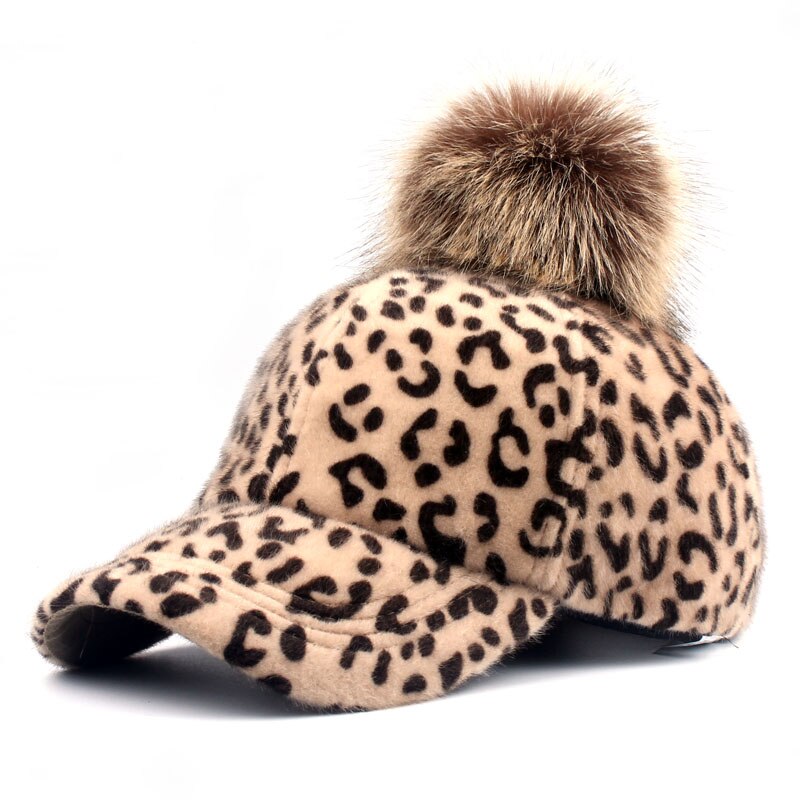 [YARBUU] brand new baseball caps 2018 winter cap for women Faux Fur pompom ball Leopard cap children Casual Snapback hat cap