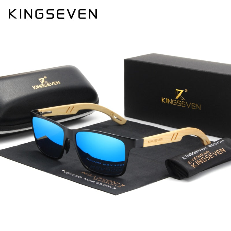 KINGSEVEN Brand Original Design Aluminum+Bamboo Natural Wooden Handmade Sunglasses Men Polarized Eyewear Sun Glasses For Women