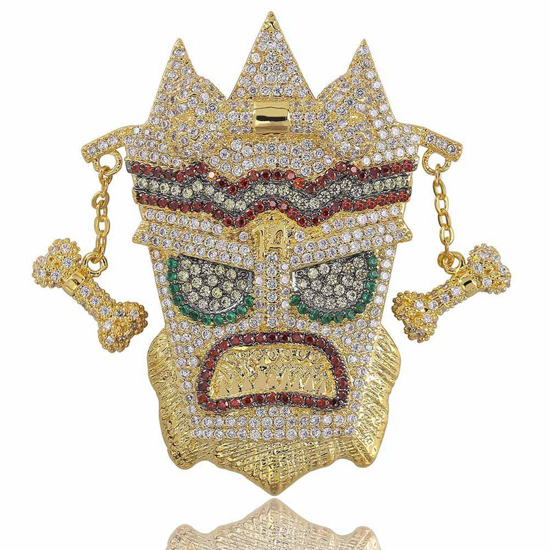 TOPGRILLZ New Iced Out UKA Maske Massive Anhänger Halskette Herren Micro Paved Hip Hop Gold Silber Farbe Bling Charm Ketten Schmuck