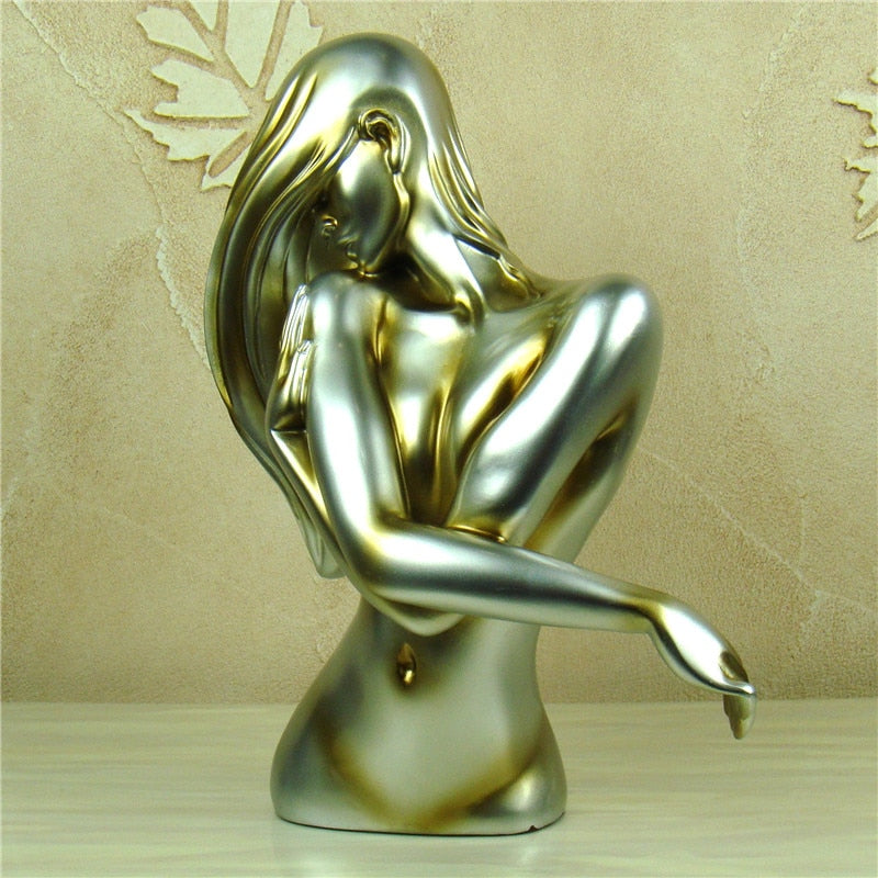 Abstract Naked Woman Bust Handmade Resin Belle Sculpture Human Body Art Ornament Lover&