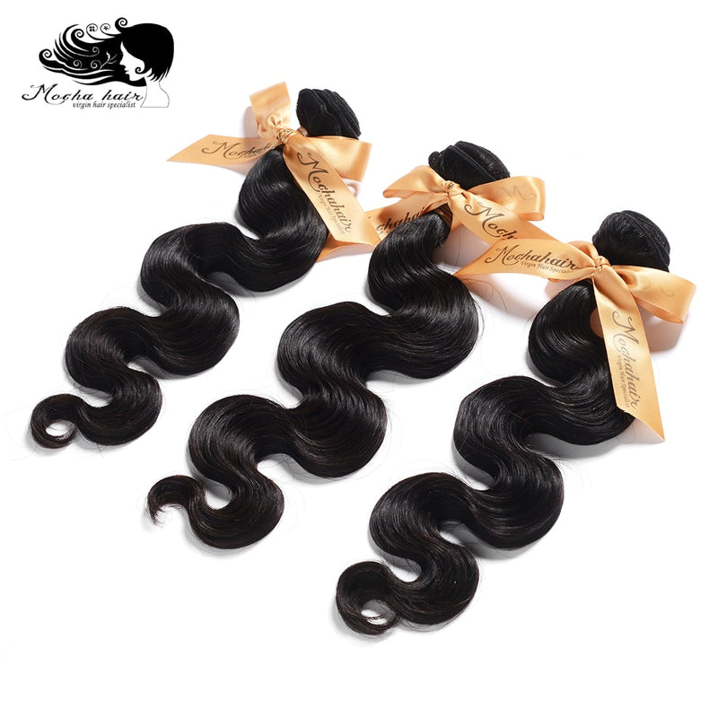 MOCHA Hair10A  Brazilian Virgin Hair Body Wave 3 Bundles10&quot;-24&quot;100% Unprocessed Human Hair Extension Natural Color Free Shipping