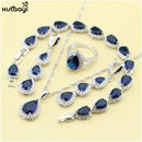 XUTAAYI Top Quality  Silver Jewelry Sets Blue Created Sapphired Flawless Necklace/Rings/Earrings/Bracelet For women