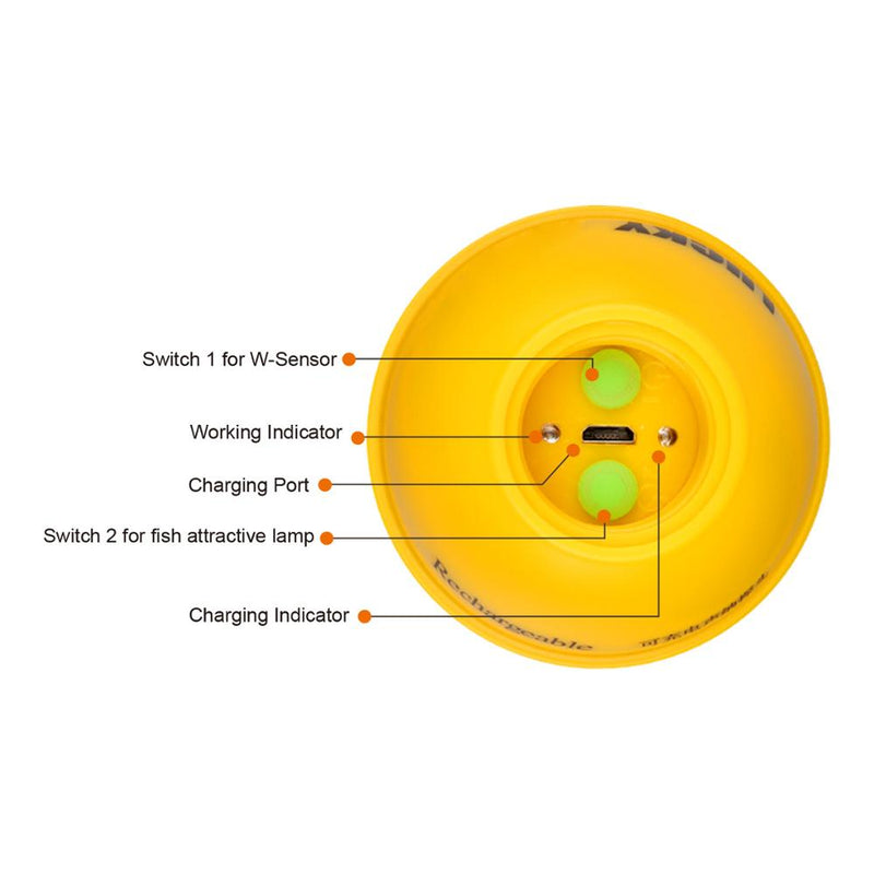 LUCKY FF1108-1CWLA Sonar inalámbrico recargable para pescar 45M Profundidad de agua Eco Sounder Buscador de pesca Buscador de peces portátil