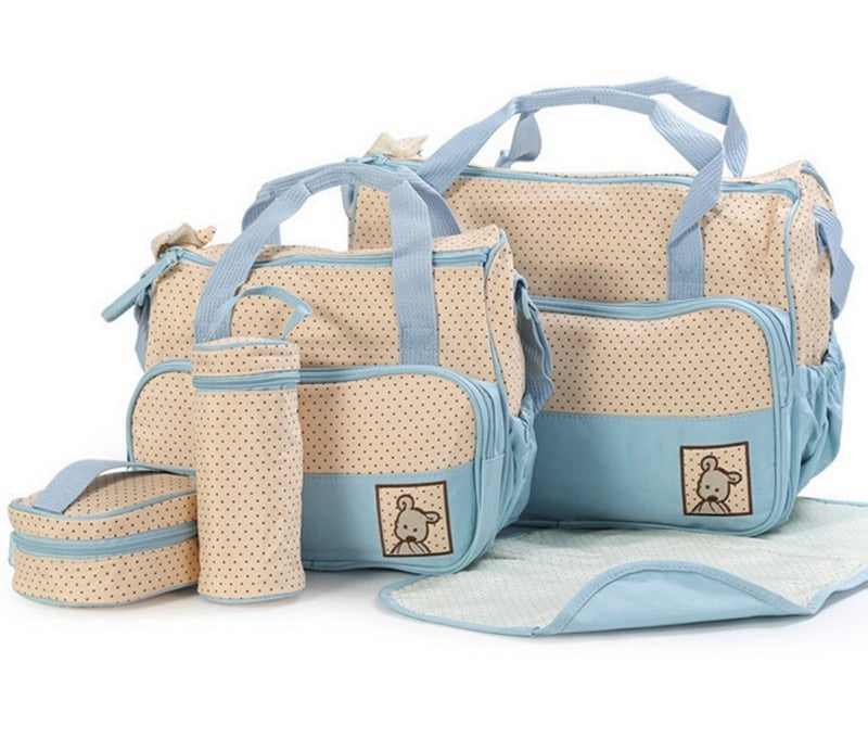 MOTOHOOD 39 * 28,5 * 17 CM 5 stücke Baby Wickeltasche Anzüge Für Mama Baby Flaschenhalter Mutter Mama Kinderwagen Mutterschaft Wickeltaschen Sets