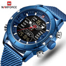 NAVIFORCE Men's Watches Top Brand Luxury Sports Watch For Men Quartz LED Digital Dual Clock Male Full Steel Military Wrist Watch