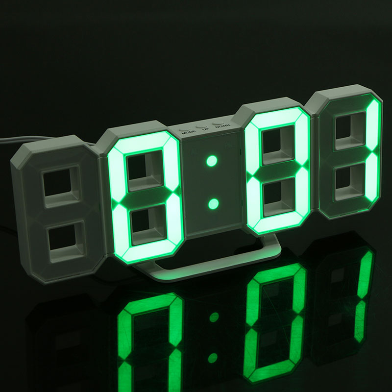 Digital Electronic Desktop Clock LED Clock 12/24 Hours Display Alarm Clock and Snooze 8888 Display Blue Green Red White