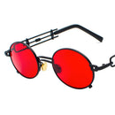 Kachawoo Metal Round Steampunk Sunglasses Men Retro Vintage Gothic Steam Punk Sun Glasses For Women Summer 2018