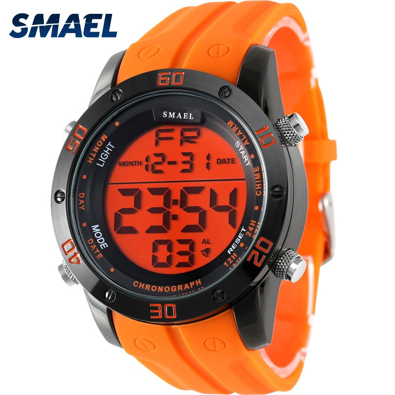 Modeuhren Herren Orange Lässig Digitaluhren Sport LED Uhr Herren Automatische Datumsuhr 1145 Herrenarmbanduhr Wasserdicht