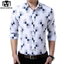 MIACAWOR New 2022 Brand Design Men Shirt Spring Long Sleeve Casual Shirt Fashion Print Chemise Homme Camisa Masculina C419