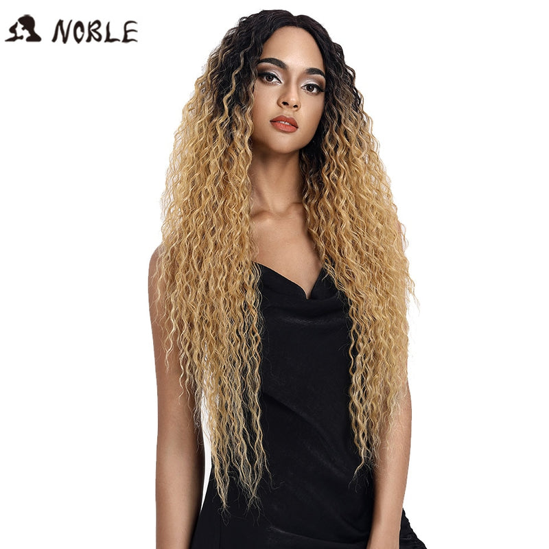 Noble Synthetic Lace Wig Long Wavy Hair 30 Inch Ombre Blonde Wigs For Black Women Blonde Wig Hair Synthetic Lace Wig