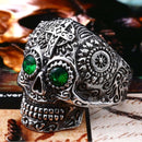 BEIER Stainless Steel Gothic gold Carving kapala skull  Ring Biker Hiphop rock Jewelry Unique fashion Gift for men BR8-327