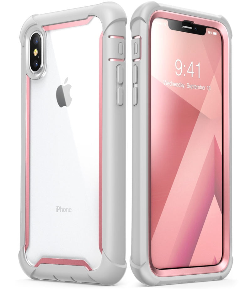 Für iPhone X Xs Hülle 5,8 Zoll Original i-Blason Ares Serie Ganzkörper-Rugged Clear Bumper Case mit integrierter Displayschutzfolie