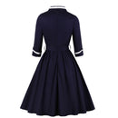 Big Size 4XL 3XL Autumn Women Retro Dress 50s 60s Vintage Rockabilly Swing Feminino Vestidos V Neck 3/4 Sleeves Midi Dresses